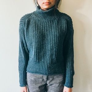 MANGO MOCK NECK CHUNKY-KNIT SWEATER